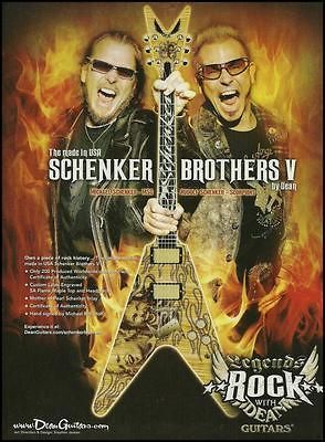 RUDOLF SCHENKER BROTHERS SIGNATURE DEAN V GUITAR AD 8X11 ADVERTISEMENT