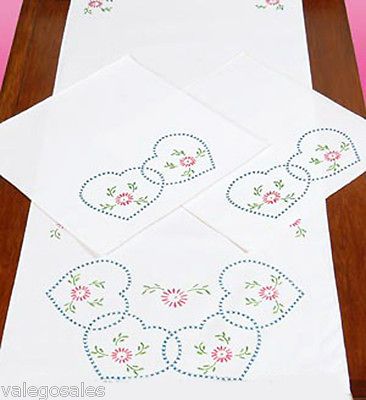 Jack Dempsey Stamped Embroidery kit Scarf & Doily Set STARBURST OF