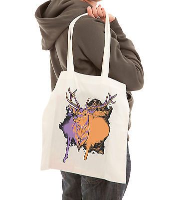 DEER ELK FAWN STAG GRAFFITI FASHION CANVAS TOTE SHOPPING SHOPPER BAG