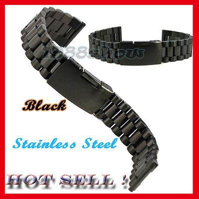 Solid Stainless Steel Band Bracelet Watch Strap Deployment Buckle