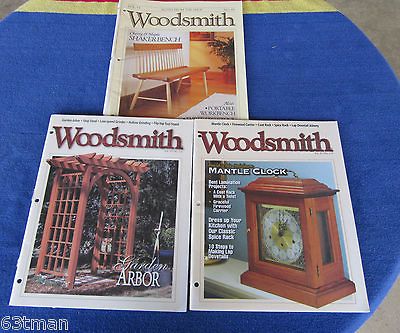 LOT 3 WOODSMITH MAGAZINES GARDEN ARBOR SHAKER BENCH HEIRLOOM MANTLE