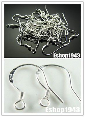 ~500PCS 925Silver EARRING Hook Coil Ear Wire Earring Findings 15MM