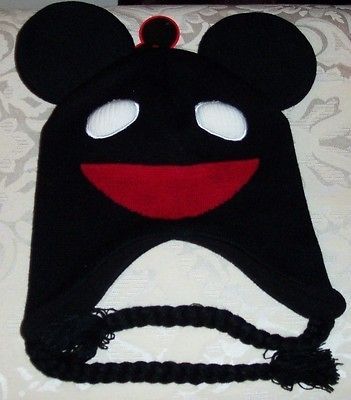 DEADMAU5 DEADMOUSE Black Fleece Lined Knit Peruvian Laplander Beanie