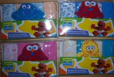 SESAME STREET BEGINNINGS MINI WASH MIT & CLOTHS, Elmo, Cookie Monster