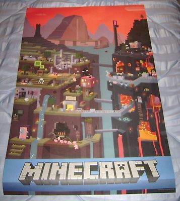 MINECRAFT VIDEO GAME WORLD 24 x 36 POSTER LICENSED BY MOJANG NEW SAM