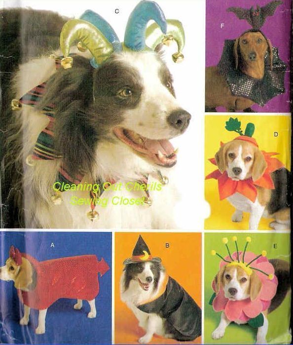 DOG HALLOWEEN COSTUMES Uncut Sewing Pattern Jester Vampire Devil