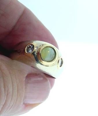 14K WG CHRYSOBERYL CATSEYE & DIAMOND RING