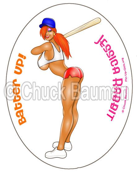 Sticker Decal sexy Jessica Rabbit batter up pinup fan art baseball