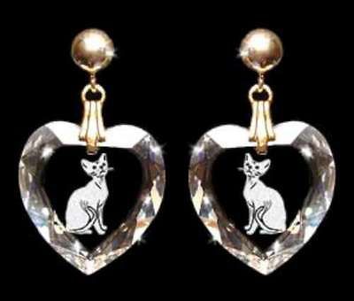 Devon Rex Cat Crystal Earrings Jewelry