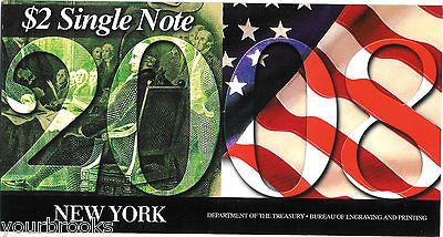 Note New York Consecutive Serial # Starts 2008 BEP TWO DOLLAR BILL