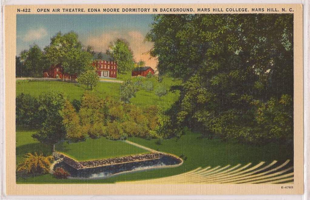 Mars Hill College North Carolina Postcard Edna Moore Dorm Open Air