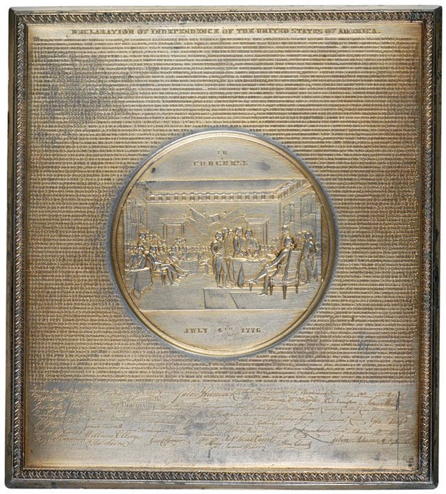 Metal Declaration of Independence Plaque1859