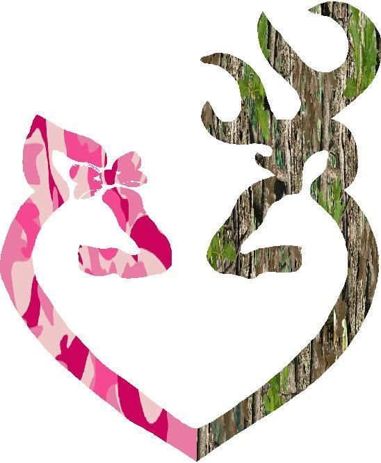 MOSSY OAK PINK CAMO DEER HEART DECAL 10X11