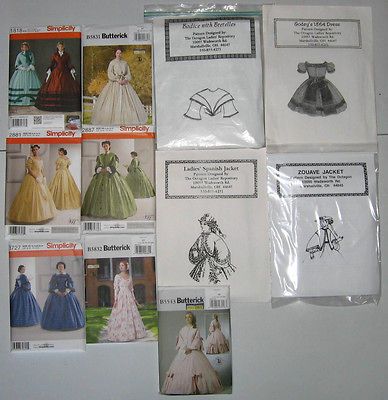 Civil War Dress Patterns/Vctorian Historical Ball Gown #5831 5832 2887