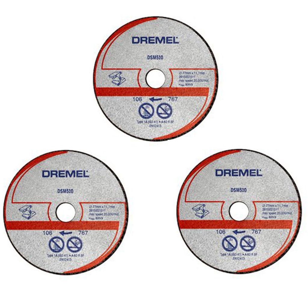 Dremel 3 x DSM510 Metal/Plastic Cutting Wheel/Disc/Blade for DSM20 Saw