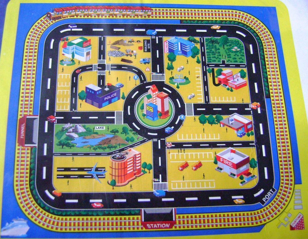 NEW GIANT CITY ROAD MAP PLASTIC WIPE CLEAN VEHICLE PLAYMAT PLAY MAT