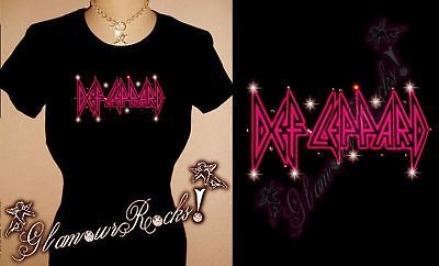 DEF LEPPARD RHINESTONE T SHIRT TOP TEE S/M L XL