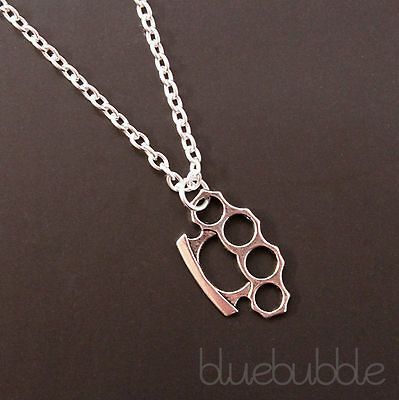 SMALL MINI KNUCKLE DUSTER PENDANT NECKLACE GOTH PUNK ROCK KITSCH EMO