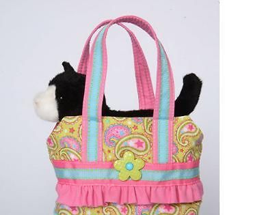 DOUGLAS PLUSH~SASSY PET SAKS~BLACK CAT~IN PINK QUILTED PURSE~NEW~FREE