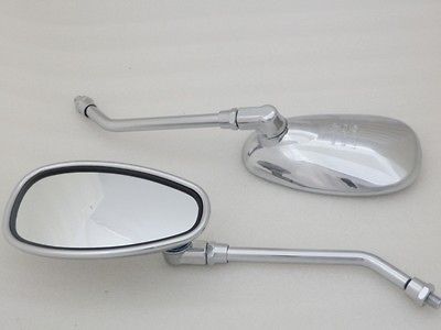 Chrome Oval Left Right Mirrors FOR Cruiser Touring Custom Bike Chopper