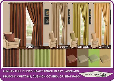 Thermal Luxury Woven Jacquard Pencil Pleat Lined Curtains  Versailles