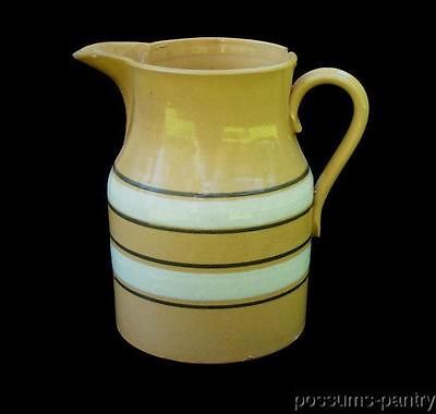 RARE 19TH C YELLOW WARE MOCHAWARE JUG YELLOWARE 1840 GREEN & WHITE