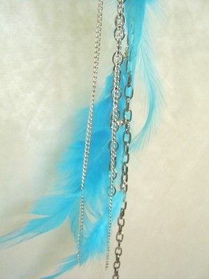 New BEBE Bobby Pin Blue Gun Chains in Silver