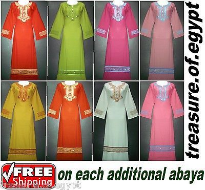 EGYPT ISLAMIC COTTON ORIENT ABAYA JILBAB DRESS KAFTAN HIJAB S M L XL