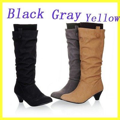 Women Stylish warm Multiple Colors Faux Suede Slim Fashion Mid Ca lf