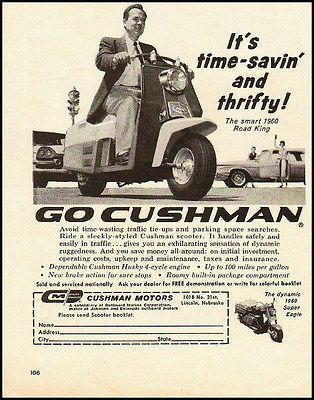 1960 vintage ad for Cushman Road King Motor Scooters  061312