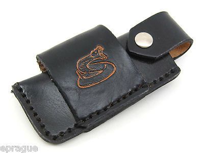 SNAKE BLACK LEATHER 4 TRAPPER BUCK 500 FOLDING KNIFE CASE SHEATH 2 38