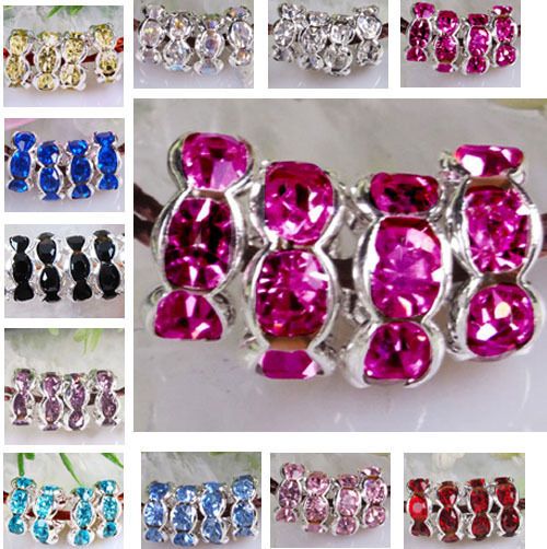 11 Color 100pcs 8mm Rhinestone Crystal Wavy Flower Rondelle Spacer