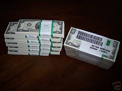 100 NEW TWO DOLLAR BILLS $2 BEP MONEY PACK UNCIRCULATED