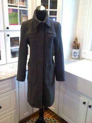 WOOL BLEND GRAY GREY SLIM FIT MILITARY DUFFLE CAR COAT LONG JACKET S M