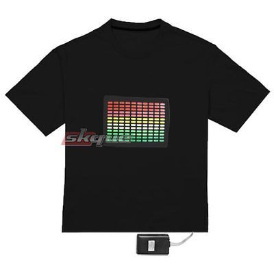 Sound Activated LED Light Up T Shirt Rave Party Equalizer Bars XXL