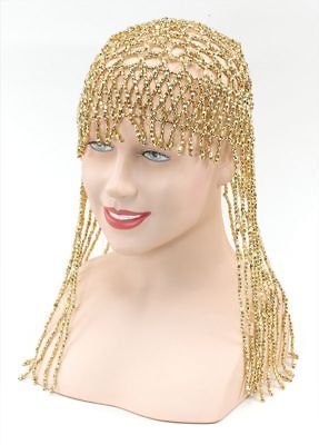 Flapper Cleopatra Egyptian Queen Gold Beaded Headdress Fancy Dress