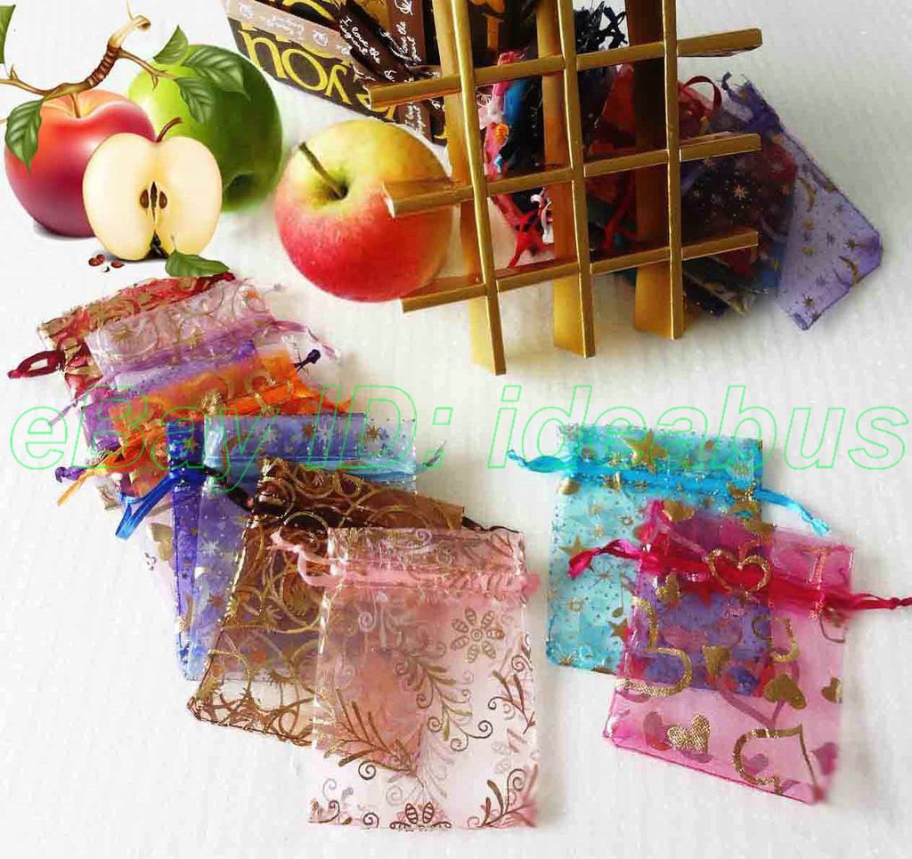 12/25/50/100PCS Organza Bags/Jewlery Wedding Gift Pouches 10x7.5cm