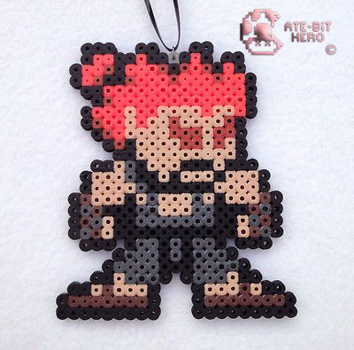 Street Fighter Akuma Necklace Bead Sprite Perler Art