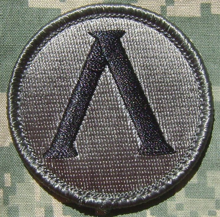 LAMBDA SPARTAN SHIELD SYMBOL TACTICAL ARMY MILSPEC MORALE ACU DARK