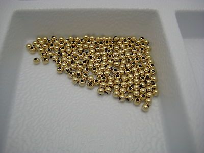 WHOLESALE LOT OF (50 PCS) 14K YELLOW HOLLOW TINY 2MM GOLD BEADS