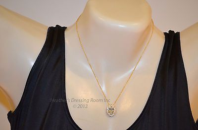 Nadri Crystal Oval Pendant Necklace NWT Goldtone