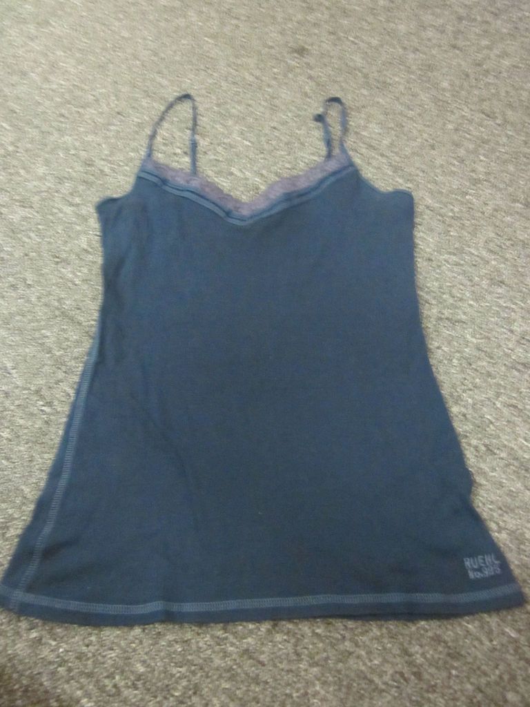 Navy Blue Reuhl Cami With Lace Pattern   Size S