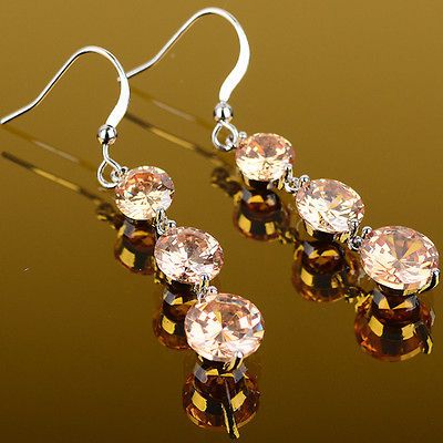 LUXURY WOMEN ROUND CUT MORGANITE GEMSTONE STAMPED SILVER EARRING