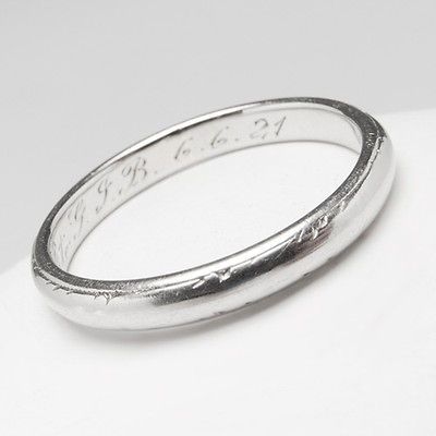 Belais Designer Wedding Band Ring Solid 18K White Gold Estate 1921