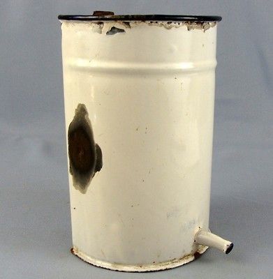 ANTIQUE PRE WAR GERMAN WHITE ENAMEL METAL LIQUID SPOUT CONTAINER