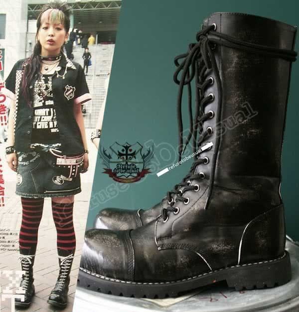 14 HOLE MARTIN BIKER NANA BOOTS PUNK 10.5/11 BLACK 44