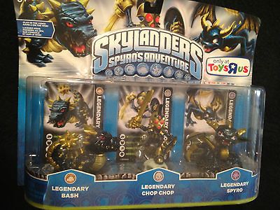 Skylanders Spyros Adventure TRU Excusive Legendary 3 Pack Spyro Bash