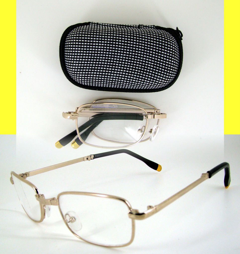 Unisex Foldable READING GLASSES Gold Frame +1.0/+1.5/+2.0/+2.5/+3.0/+3