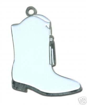 Large White Enamel Marching Boot Charm