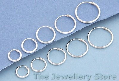 Sterling Silver Earrings Hoops Sleepers 8/10/12/14/16m m Boucles D